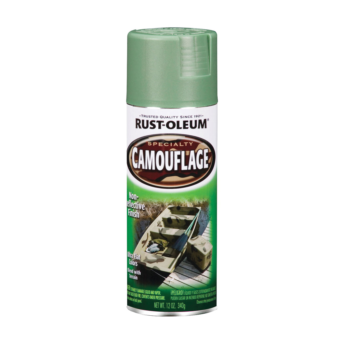 RUST-OLEUM 1920830 Camouflage Spray Paint, Ultra Flat, Army Green, 12 oz, Aerosol Can