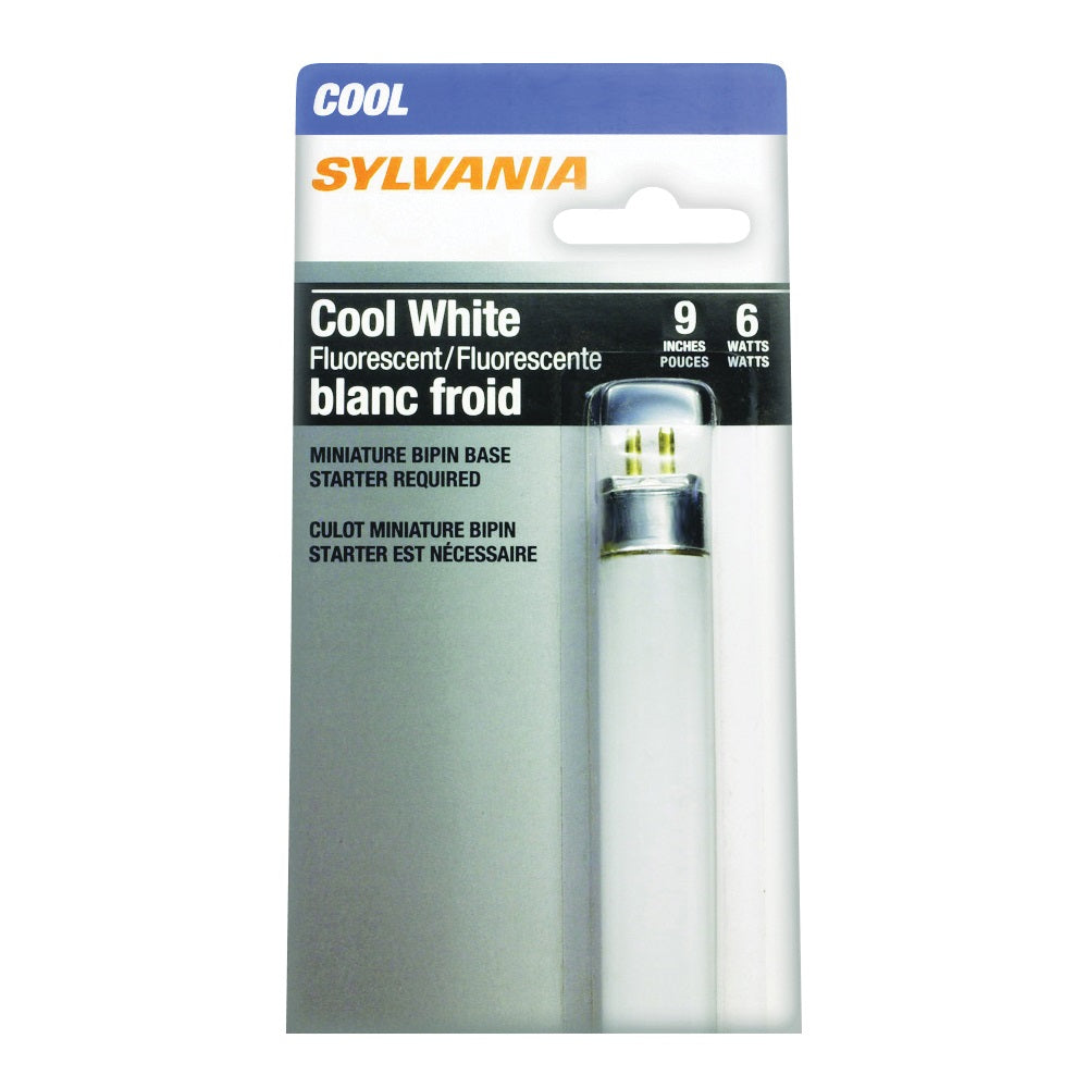 Sylvania 20619 Fluorescent Bulb, 6 W, T5 Lamp, Miniature G5 Lamp Base, 270 Lumens, 4200 K Color Temp, Cool White Light