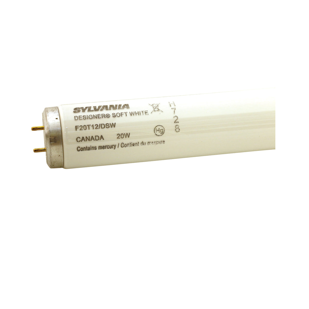 Sylvania 22252 Fluorescent Bulb, 20 W, T12 Lamp, Medium G13 Lamp Base, 1170 Lumens, 3000 K Color Temp, Warm White Light