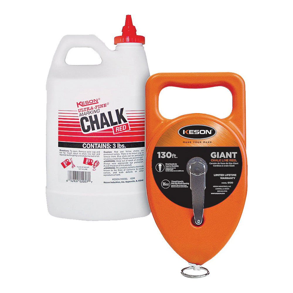 KESON G1303R Chalk Line Reel, 130 ft L Line