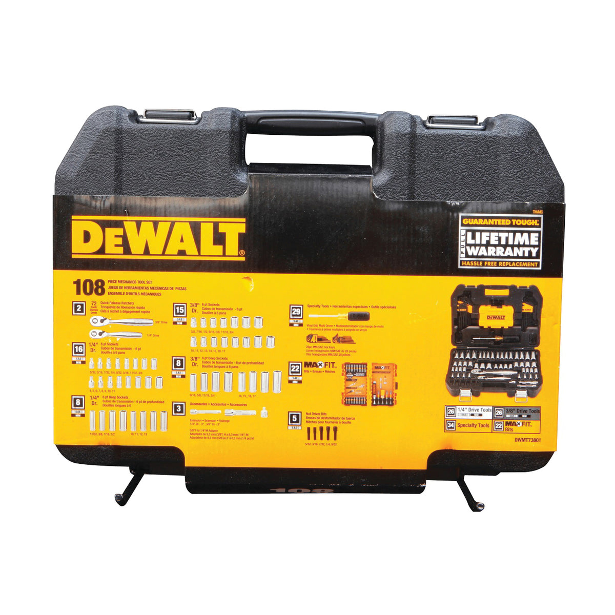 DeWALT DWMT73801 Mechanic's Tool Set, 108-Piece, Chrome Vanadium, Polished Chrome Vanadium