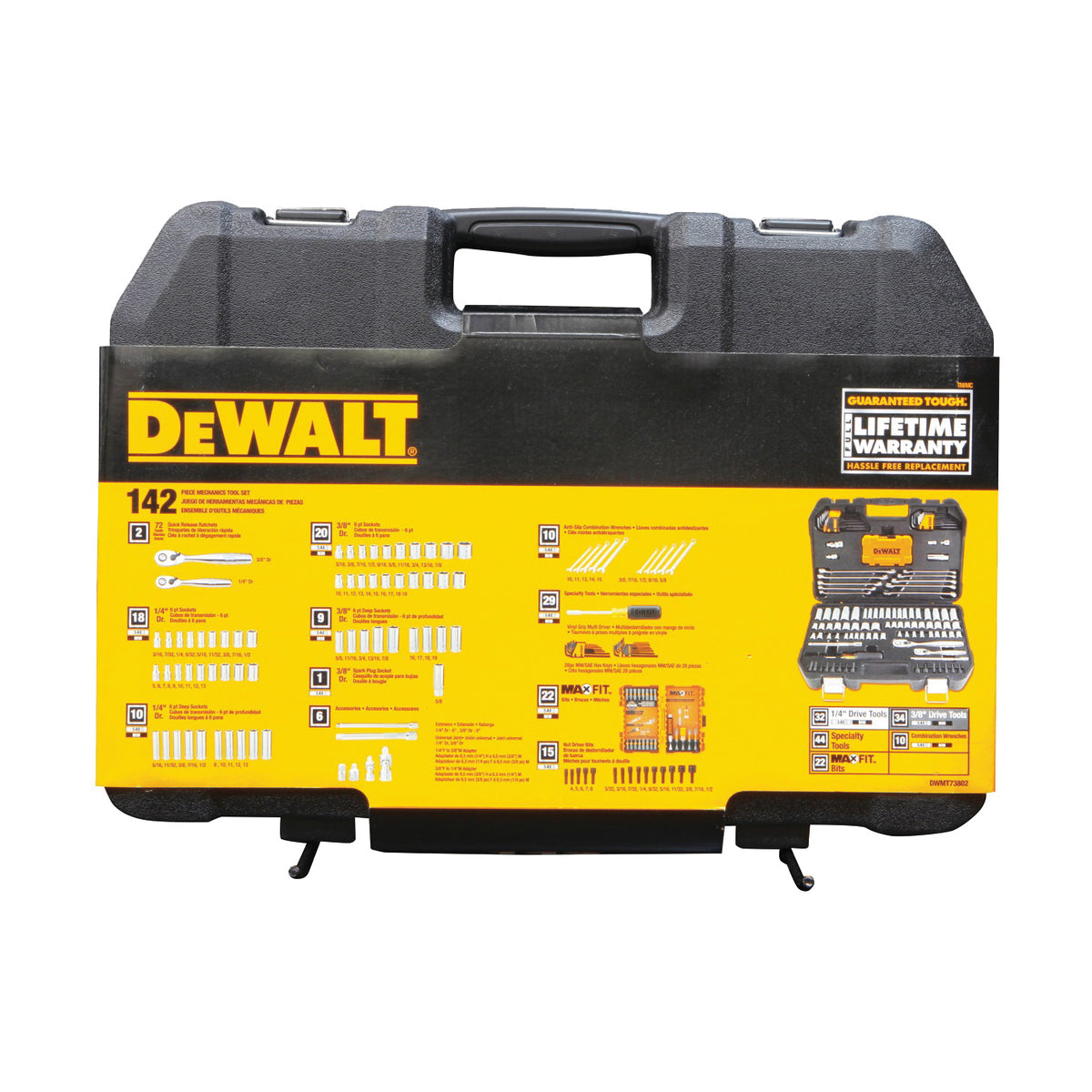 DeWALT DWMT73802 Mechanic&#39;s Tool Set, 142-Piece, Chrome Vanadium, Polished Chrome Vanadium