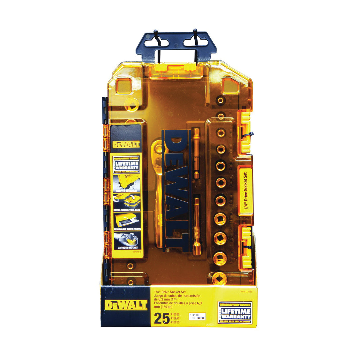 DeWALT DWMT73805 Socket Set, 25-Piece, Chrome Vanadium, Polished Chrome Vanadium