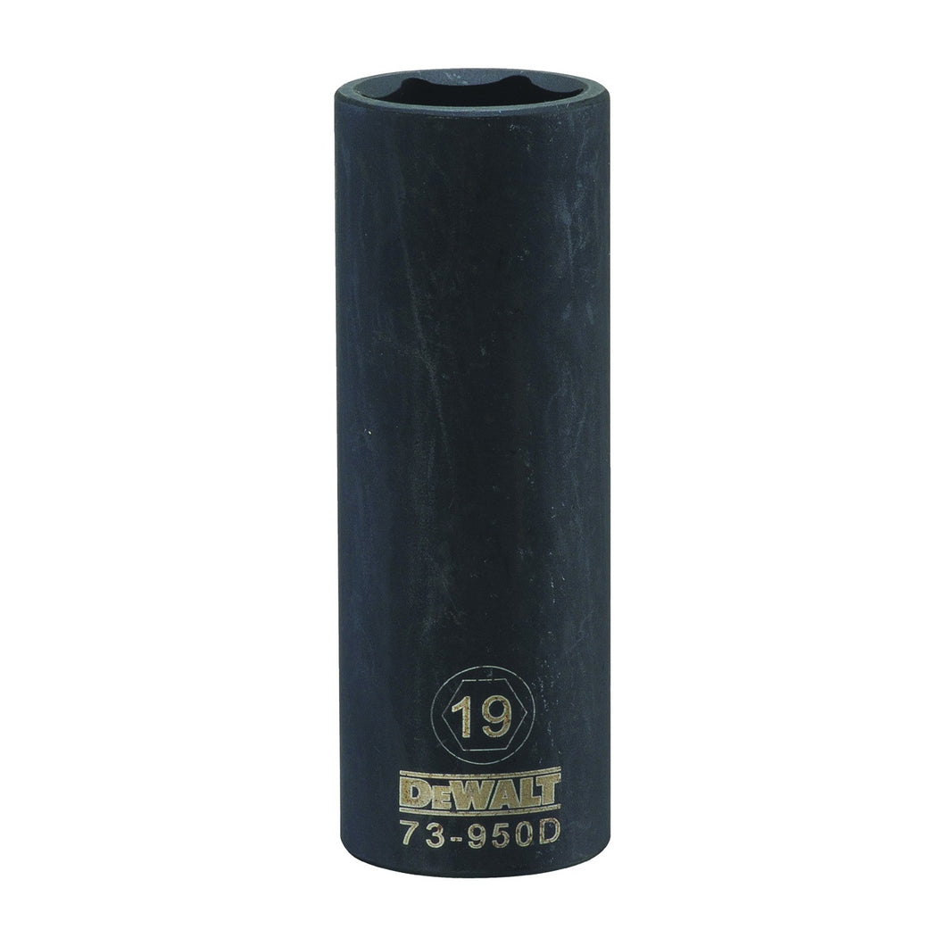 DeWALT DWMT73950OSP Impact Socket, 19 mm Socket, 1/2 in Drive, 6-Point, CR-440 Steel, Black Oxide