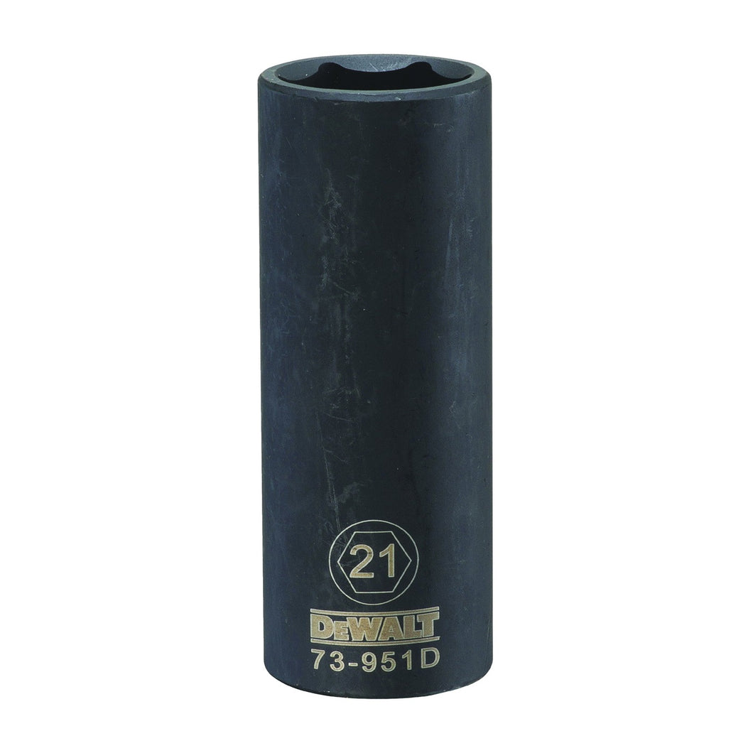 DeWALT DWMT73951OSP Impact Socket, 21 mm Socket, 1/2 in Drive, 6-Point, CR-440 Steel, Black Oxide