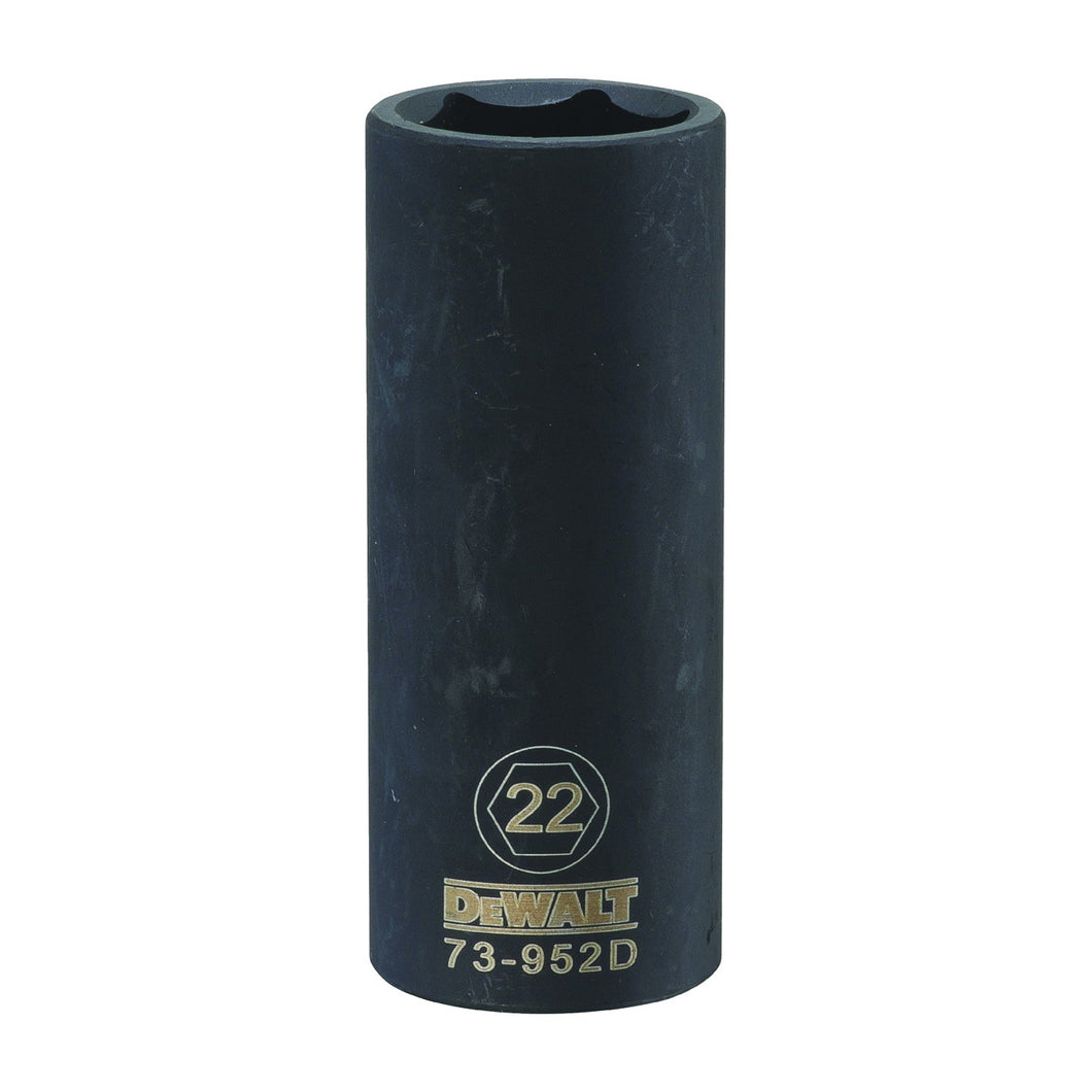 DeWALT DWMT73952OSP Impact Socket, 22 mm Socket, 1/2 in Drive, 6-Point, CR-440 Steel, Black Oxide