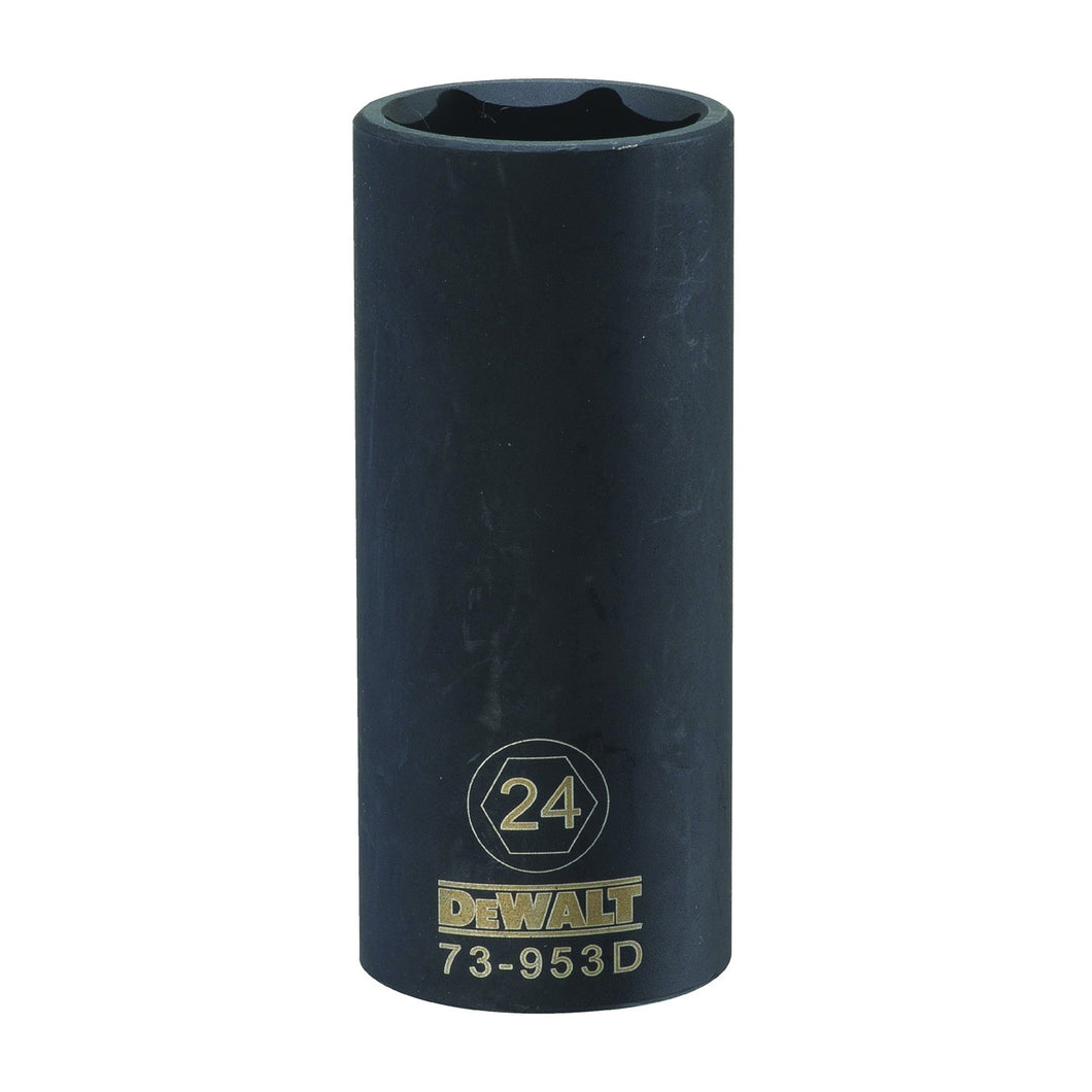 DeWALT DWMT73953OSP Impact Socket, 24 mm Socket, 1/2 in Drive, 6-Point, CR-440 Steel, Black Oxide