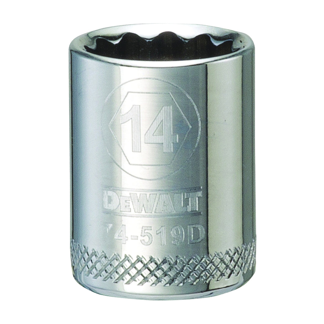 DeWALT DWMT74519OSP Hand Socket, 14 mm Socket, 3/8 in Drive, 12-Point, Vanadium Steel, Polished Chrome