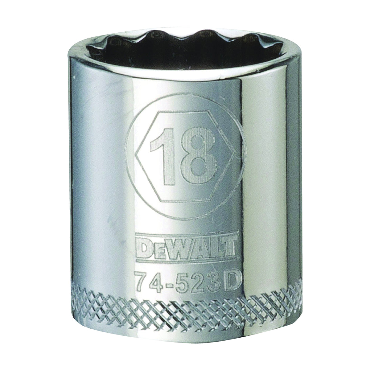 DeWALT DWMT74523OSP Hand Socket, 18 mm Socket, 3/8 in Drive, 12-Point, Vanadium Steel, Polished Chrome
