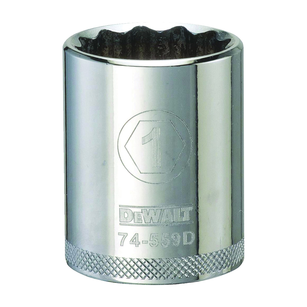 DeWALT DWMT74559OSP Drive Socket, 1 in Socket, 1/2 in Drive, 12-Point, Vanadium Steel, Polished Chrome