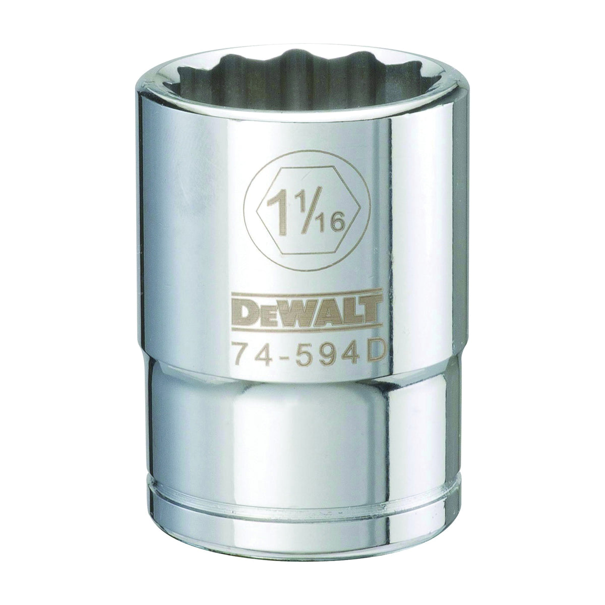 DeWALT DWMT74594OSP Drive Socket, 1-1/16 in Socket, 3/4 in Drive, 12-Point, Vanadium Steel, Polished Chrome