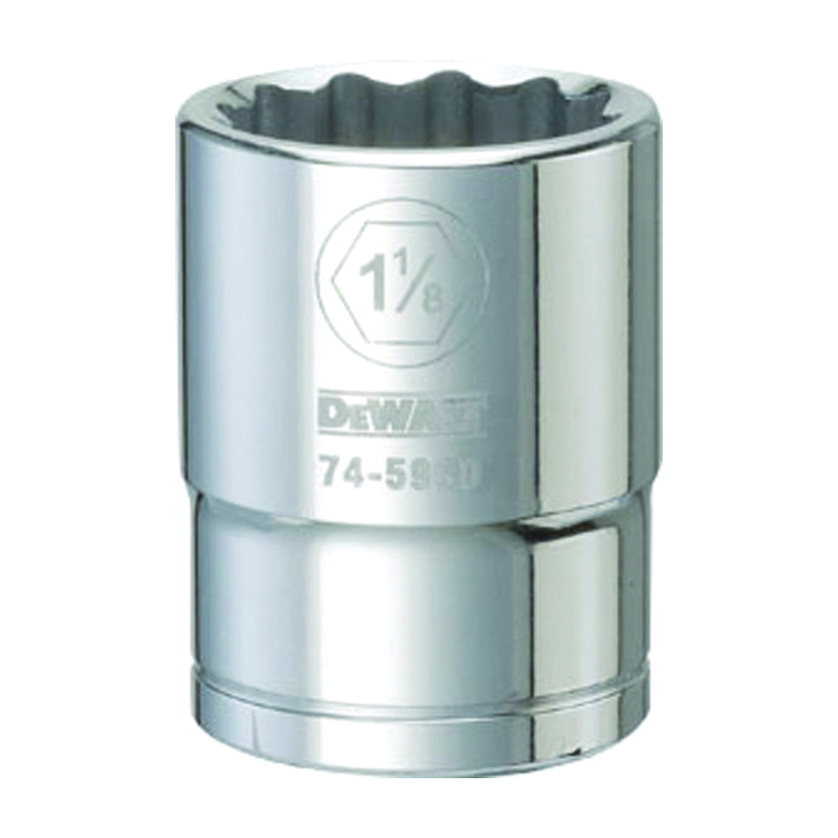 DeWALT DWMT74596OSP Drive Socket, 1-1/8 in Socket, 3/4 in Drive, 12-Point, Vanadium Steel, Polished Chrome