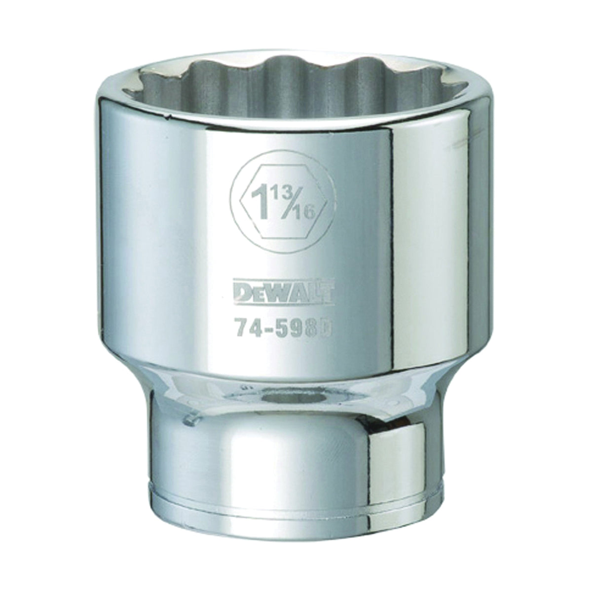 DeWALT DWMT74598OSP Drive Socket, 1-13/16 in Socket, 3/4 in Drive, 12-Point, Vanadium Steel, Polished Chrome