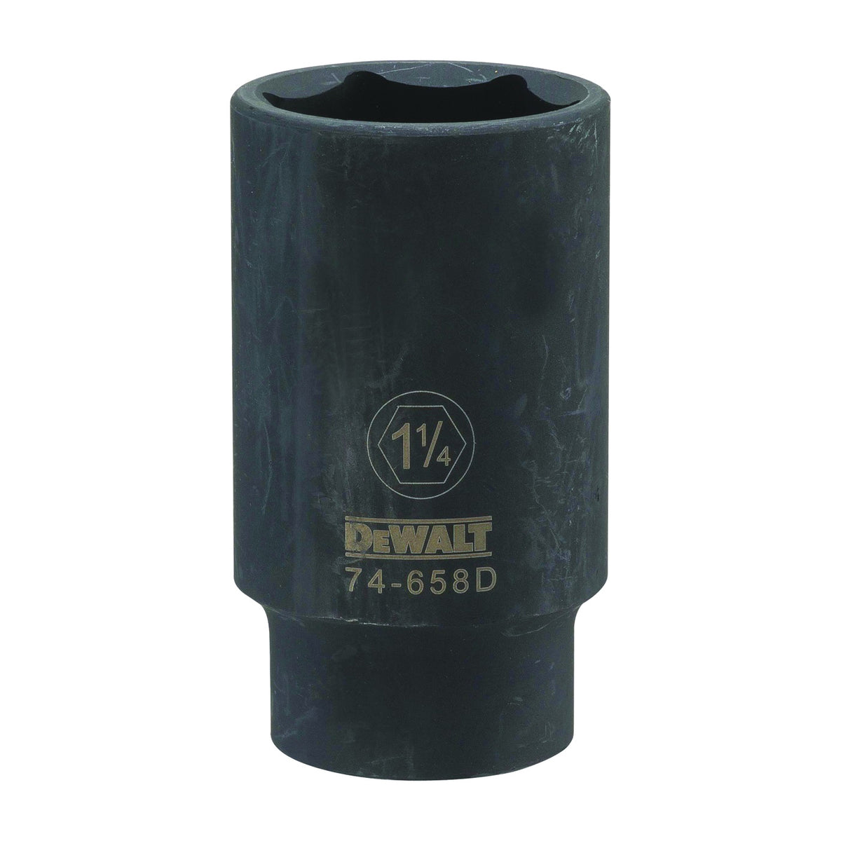 DeWALT DWMT74658OSP Impact Socket, 1-1/4 in Socket, 1/2 in Drive, 6-Point, CR-440 Steel, Black Oxide