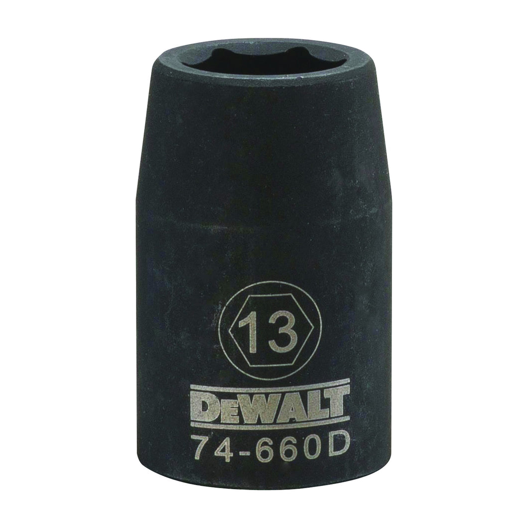 DeWALT DWMT74660OSP Impact Socket, 13 mm Socket, 1/2 in Drive, 6-Point, CR-440 Steel, Black Oxide