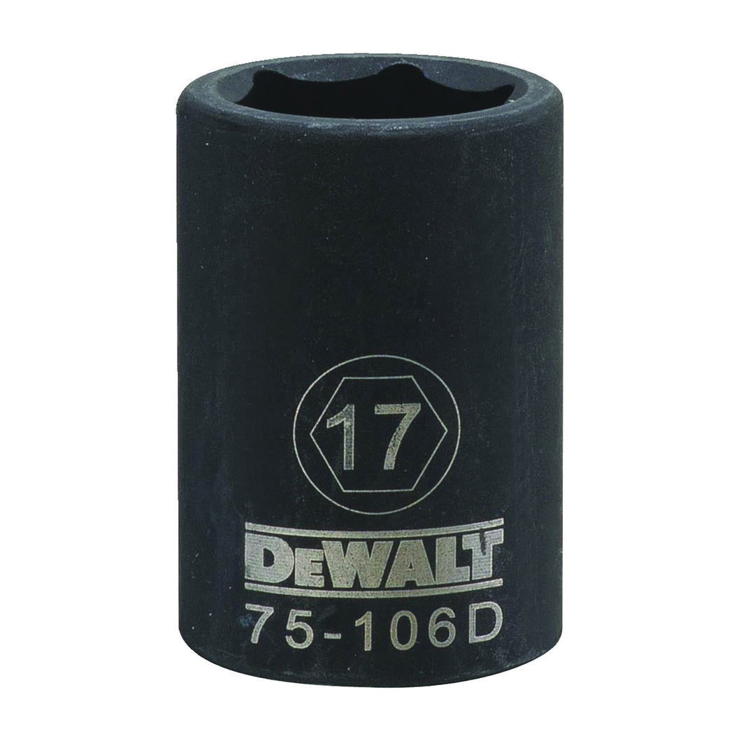 DeWALT DWMT75106OSP Deep Impact Socket, 17 mm Socket, 1/2 in Drive, 6-Point, Steel, Black Oxide