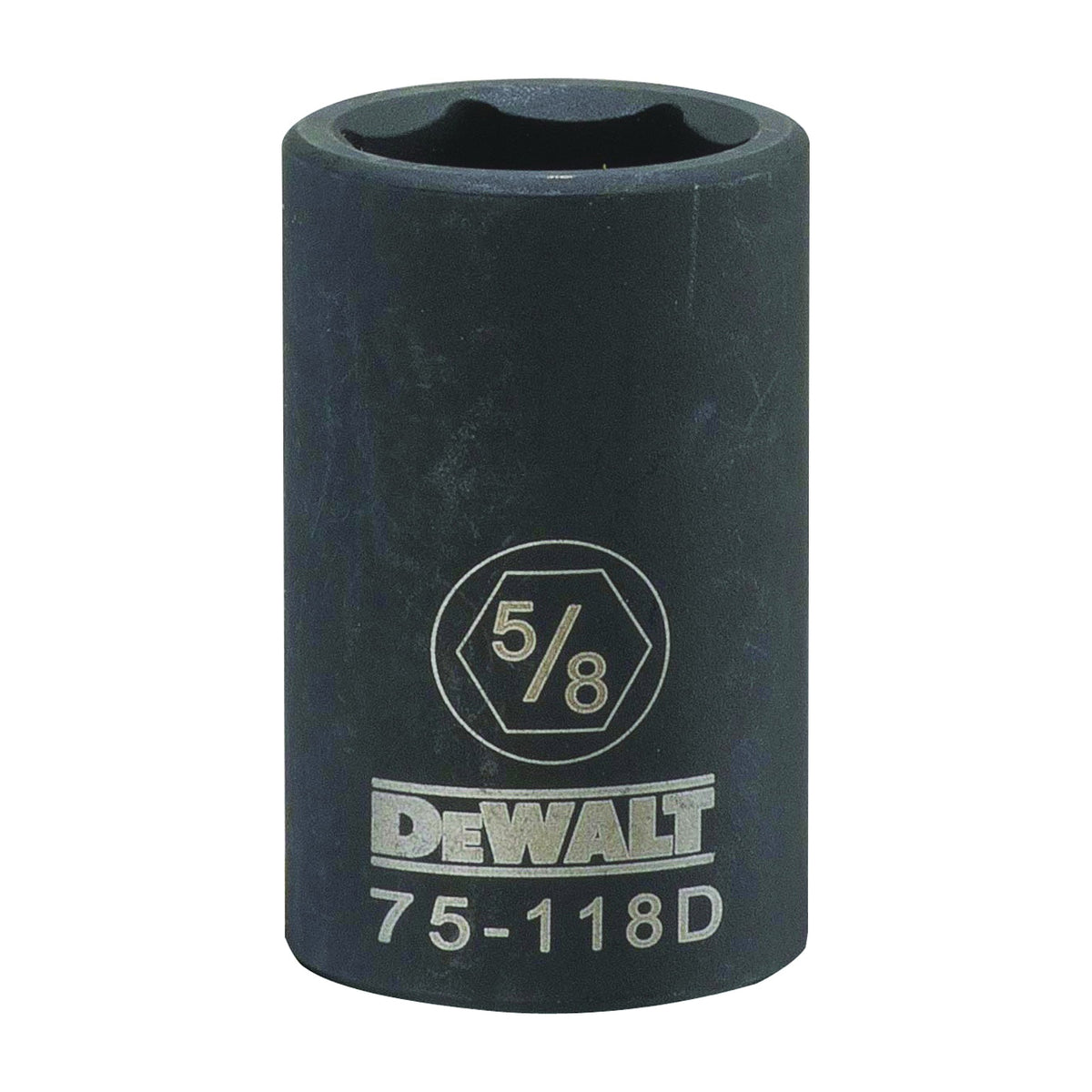 DeWALT DWMT75118OSP Deep Impact Socket, 5/8 in Socket, 1/2 in Drive, 6-Point, Steel, Black Oxide