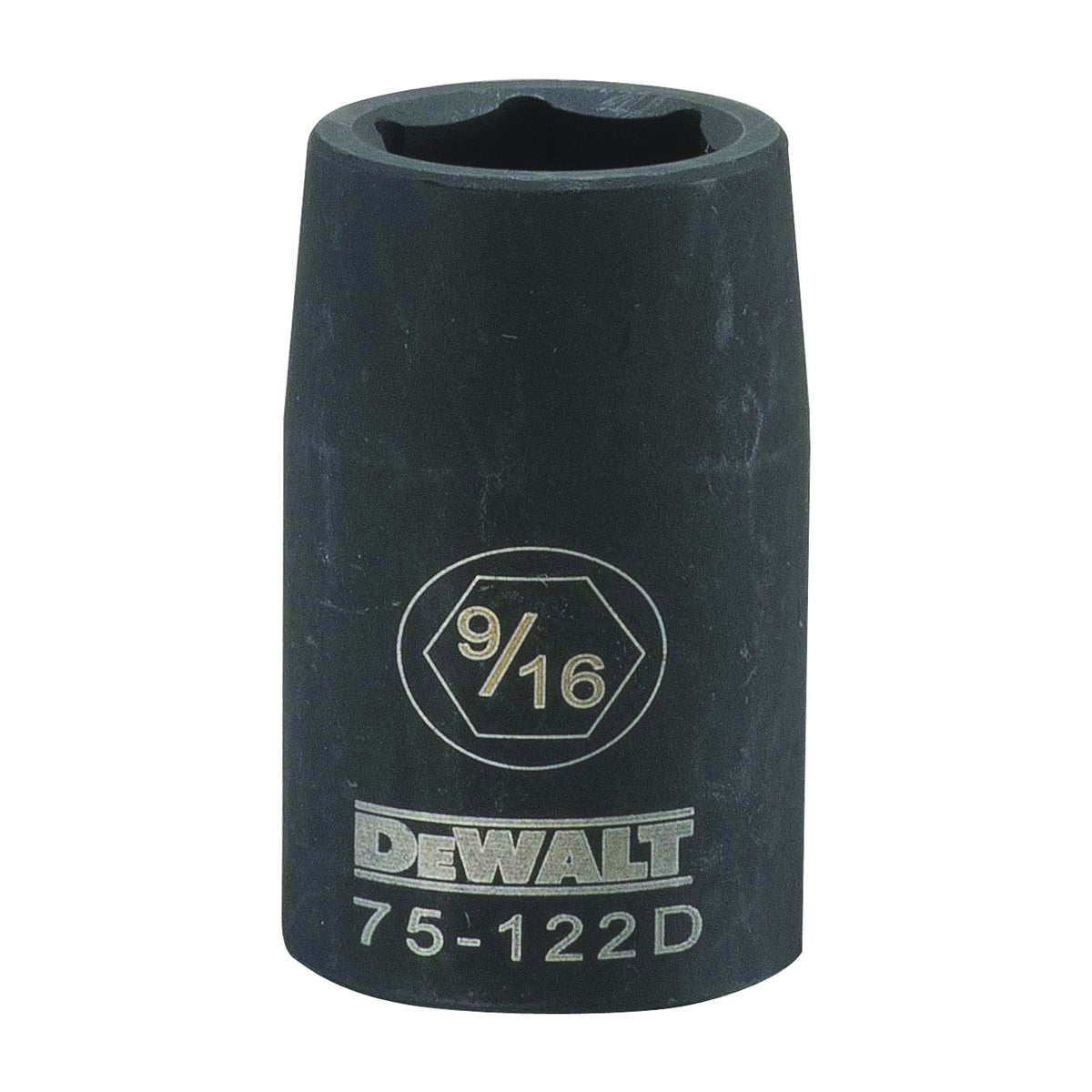 DeWALT DWMT75122OSP Deep Impact Socket, 9/16 in Socket, 1/2 in Drive, 6-Point, Steel, Black Oxide