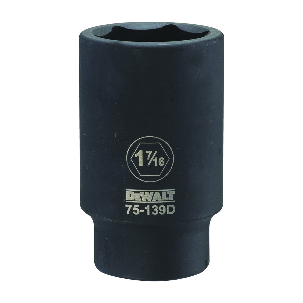 DeWALT DWMT75139OSP Impact Socket, 1-7/16 in Socket, 3/4 in Drive, 6-Point, CR-440 Steel, Black Oxide