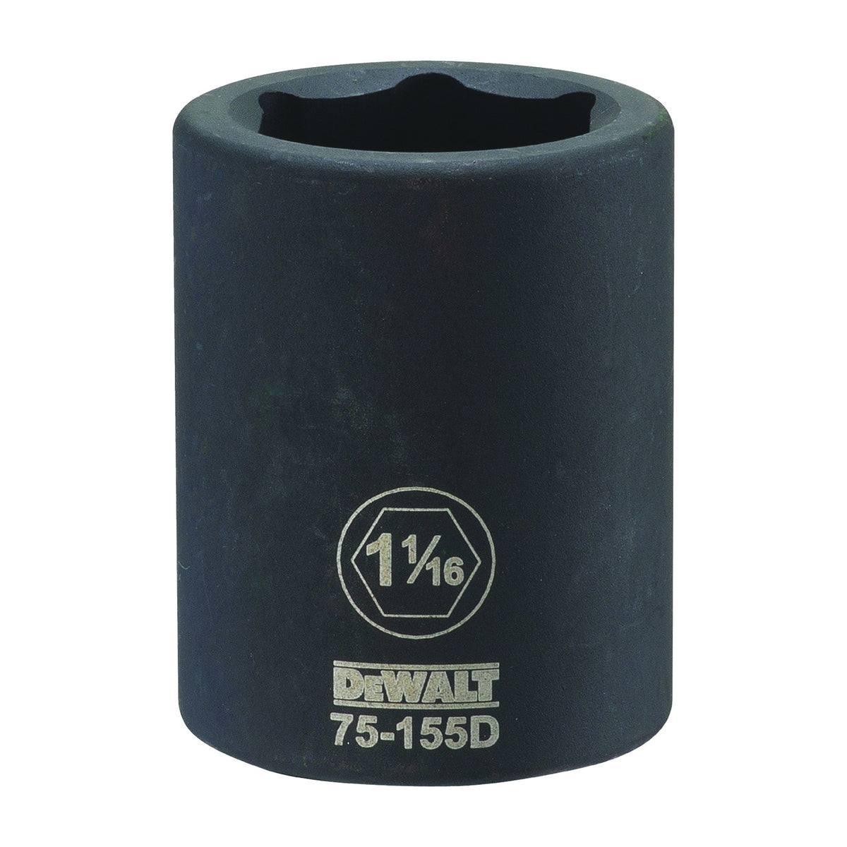 DeWALT DWMT75155OSP Impact Socket, 1-1/16 in Socket, 3/4 in Drive, 6-Point, CR-440 Steel, Black Oxide