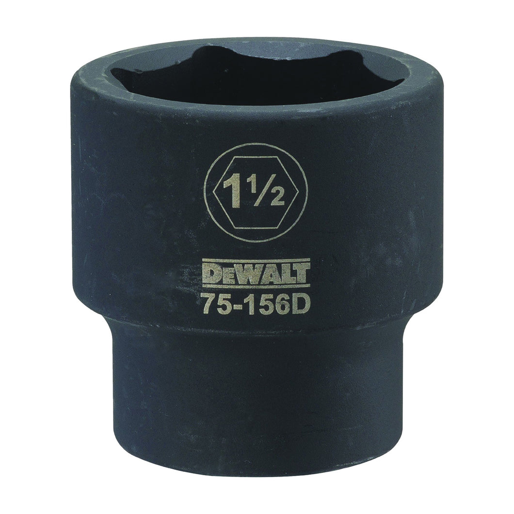 DeWALT DWMT75156OSP Impact Socket, 1-1/2 in Socket, 3/4 in Drive, 6-Point, CR-440 Steel, Black Oxide