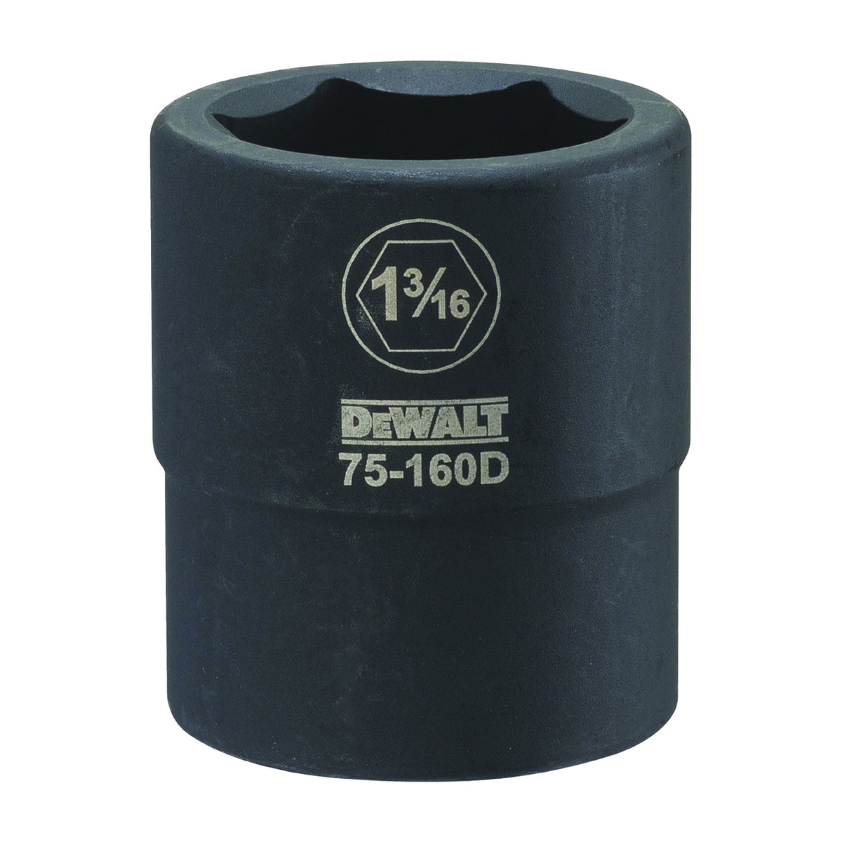 DeWALT DWMT75160OSP Impact Socket, 1-3/16 in Socket, 3/4 in Drive, 6-Point, CR-440 Steel, Black Oxide