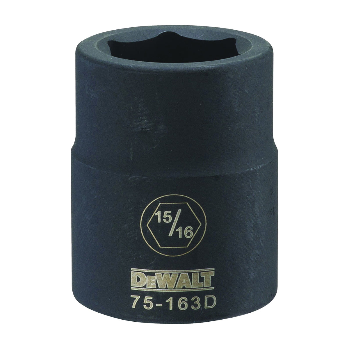 DeWALT DWMT75163OSP Impact Socket, 15/16 in Socket, 3/4 in Drive, 6-Point, CR-440 Steel, Black Oxide