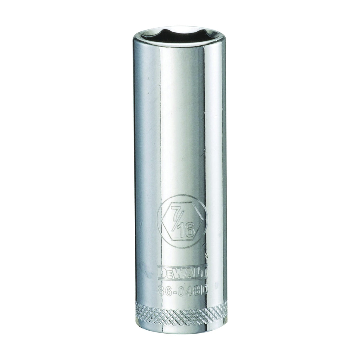 DeWALT DWMT86048OSP Drive Socket, 7/16 in Socket, 1/4 in Drive, 6-Point, Vanadium Steel, Polished Chrome