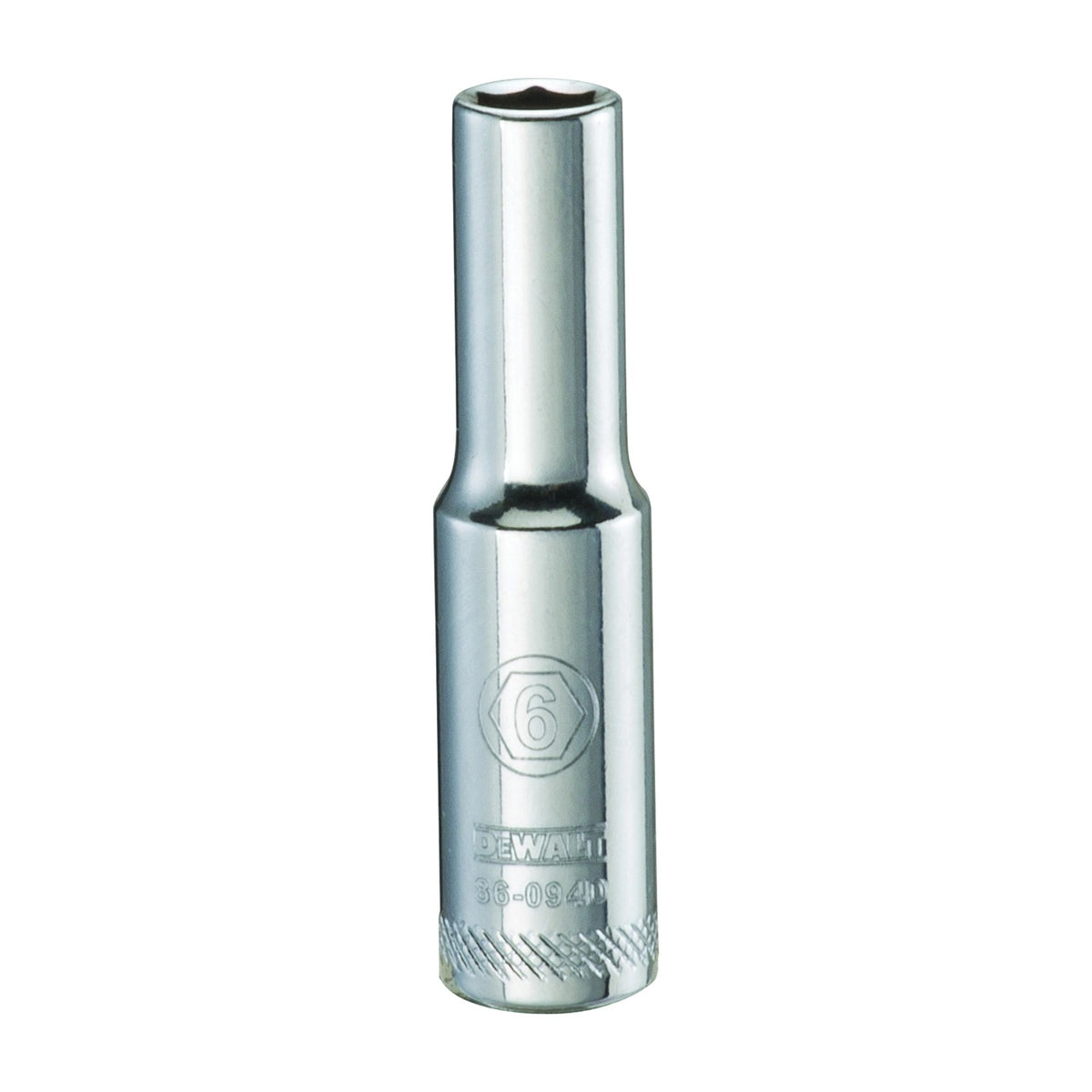 DeWALT DWMT86094OSP Drive Socket, 6 mm Socket, 1/4 in Drive, 6-Point, Steel, Polished Chrome Vanadium
