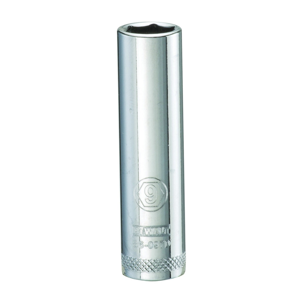 DeWALT DWMT86097OSP Drive Socket, 9 mm Socket, 1/4 in Drive, 6-Point, Steel, Polished Chrome Vanadium