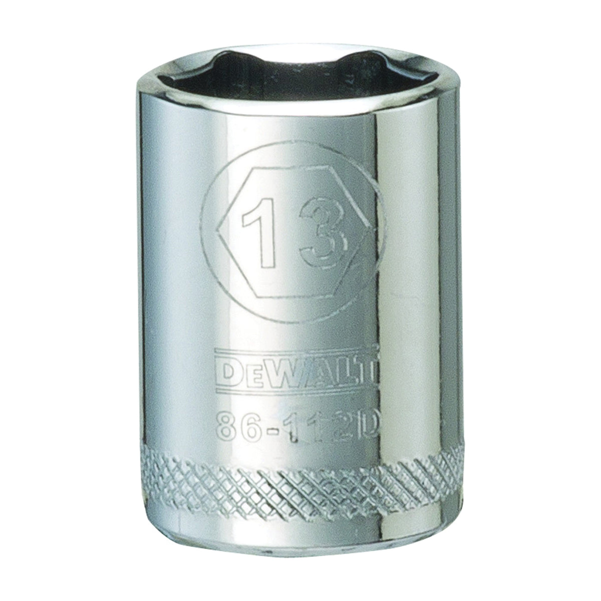 DeWALT DWMT86112OSP Hand Socket, 13 mm Socket, 1/4 in Drive, 6-Point, Vanadium Steel, Polished Chrome