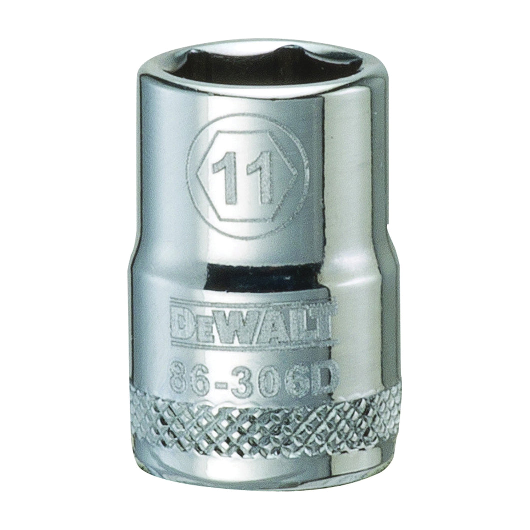 DeWALT DWMT86306OSP Hand Socket, 11 mm Socket, 3/8 in Drive, 6-Point, Vanadium Steel, Polished Chrome