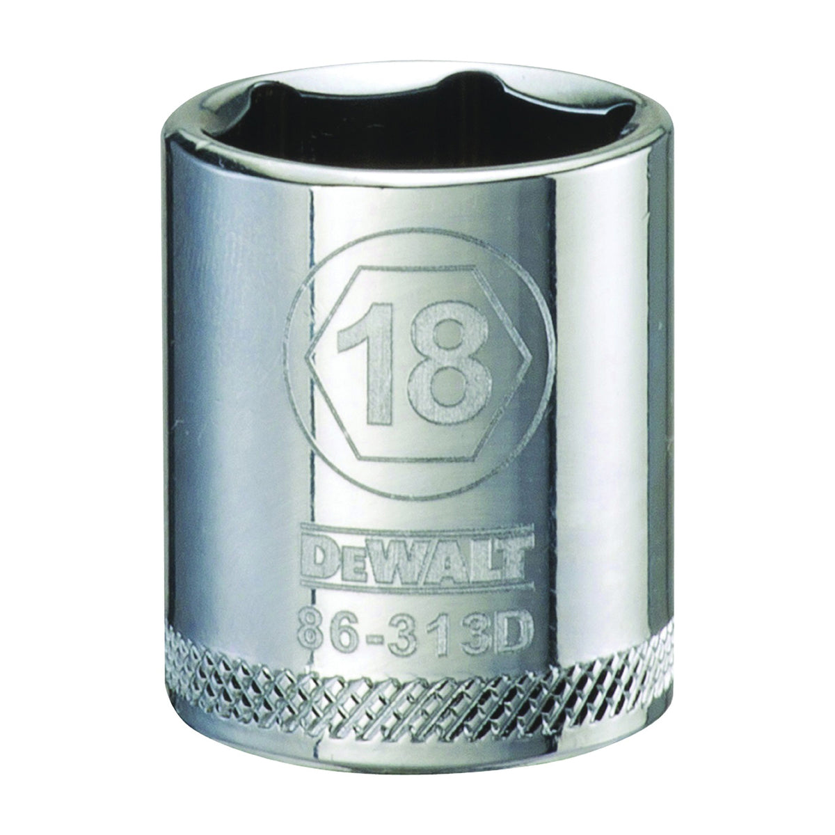 DeWALT DWMT86313OSP Hand Socket, 18 mm Socket, 3/8 in Drive, 6-Point, Vanadium Steel, Polished Chrome