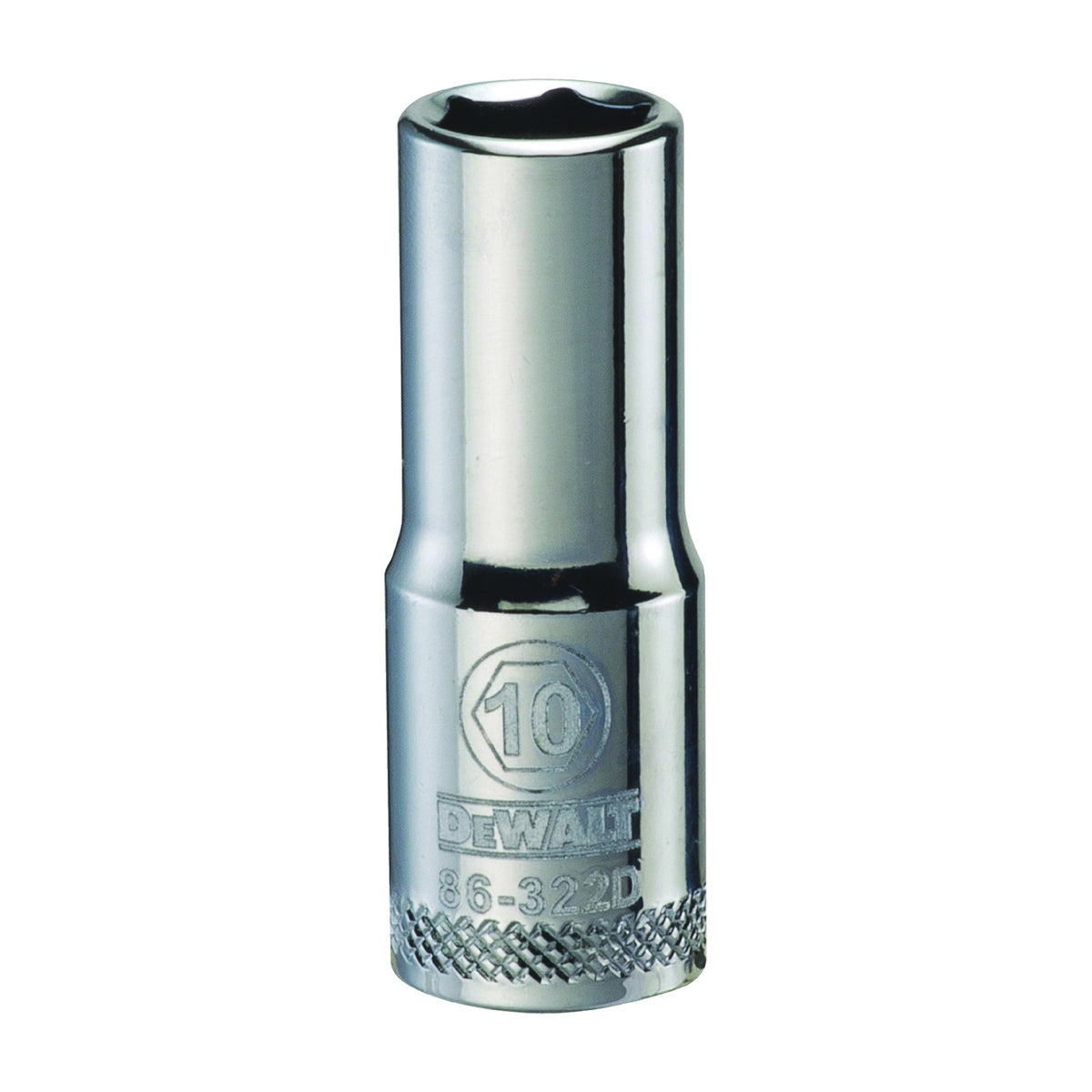DeWALT DWMT86322OSP Drive Socket, 10 mm Socket, 3/8 in Drive, 6-Point, Vanadium Steel, Polished Chrome
