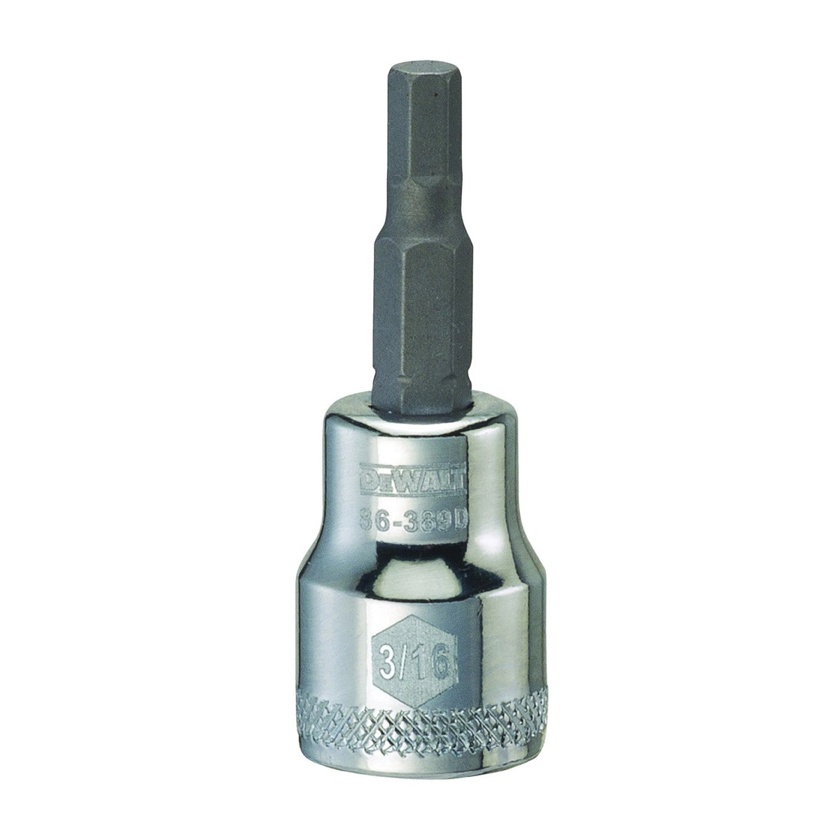 DeWALT DWMT86389OSP Fractional Hex Bit Socket, 3/16 in Tip, 3/8 in Drive, Polished Chrome Vanadium, 1-31/32 in OAL
