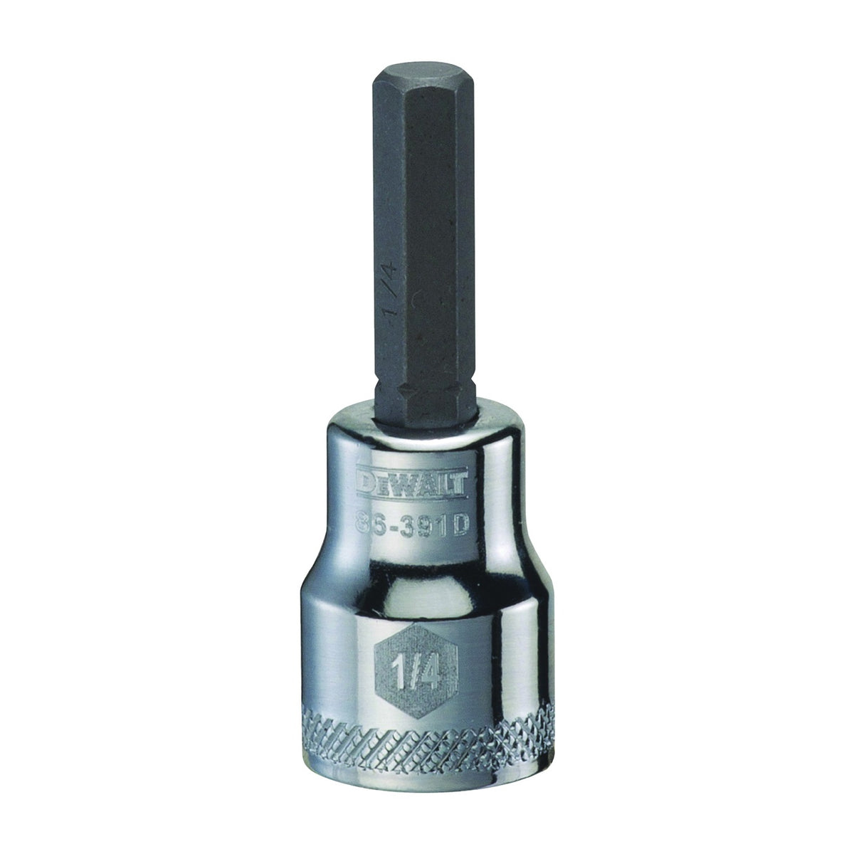 DeWALT DWMT86391OSP Fractional Hex Bit Socket, 1/4 in Tip, 3/8 in Drive, Polished Chrome Vanadium, 1-31/32 in OAL