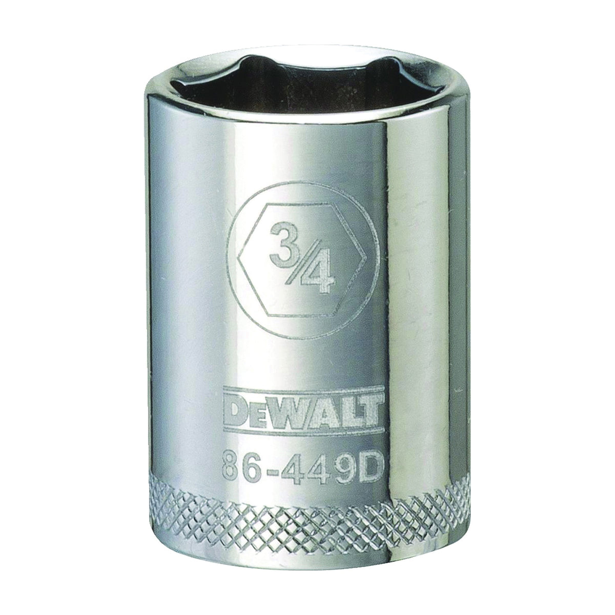 DeWALT DWMT86449OSP Drive Socket, 3/4 in Socket, 1/2 in Drive, 6-Point, Steel, Polished Chrome Vanadium