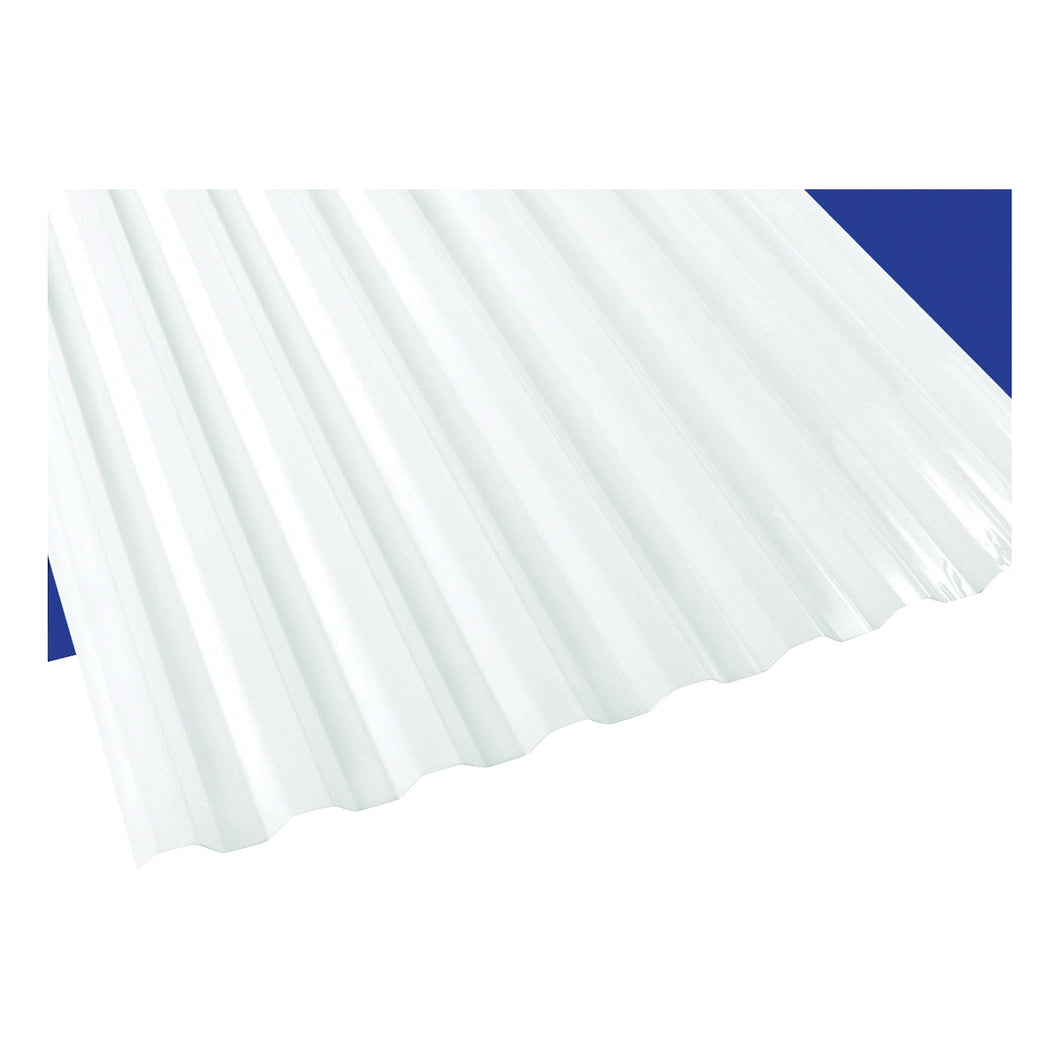 Suntuf 101890 Corrugated Panel, 8 ft L, 26 in W, Greca 76 Profile, 0.032 in Thick Material, Polycarbonate, Opal White