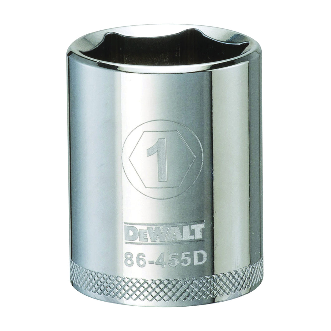 DeWALT DWMT86455OSP Drive Socket, 1 in Socket, 1/2 in Drive, 6-Point, Steel, Polished Chrome Vanadium