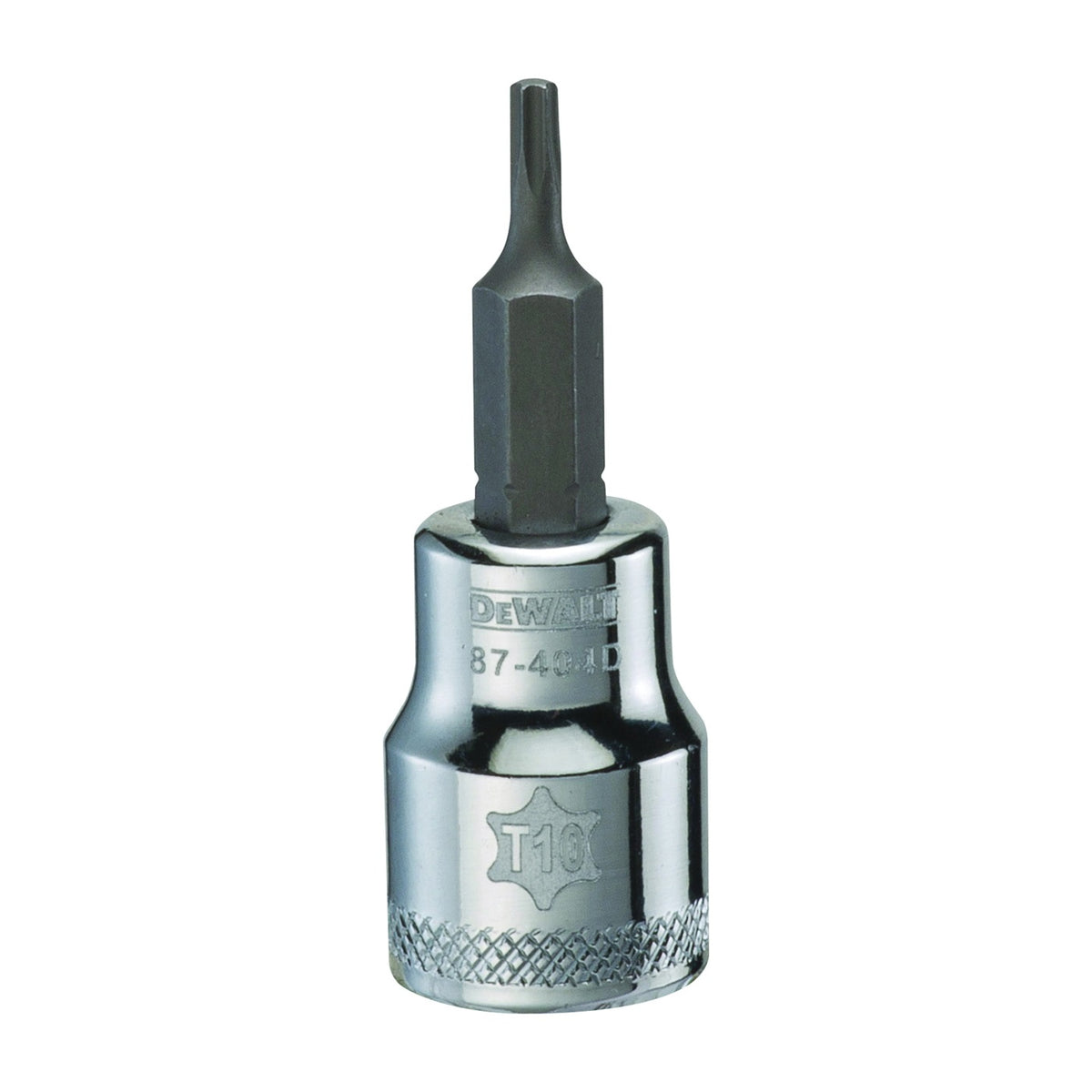 DeWALT DWMT87404OSP Torx Bit Socket, T10 Tip, 3/8 in Drive, Polished Chrome Vanadium
