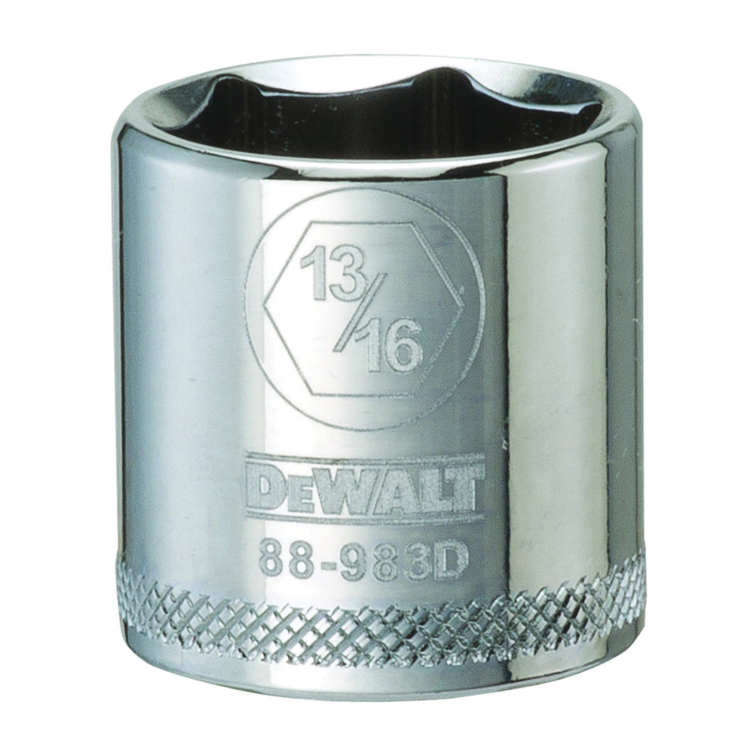 DeWALT DWMT88983OSP Hand Socket, 13/16 in Socket, 3/8 in Drive, 6-Point, Vanadium Steel, Polished Chrome