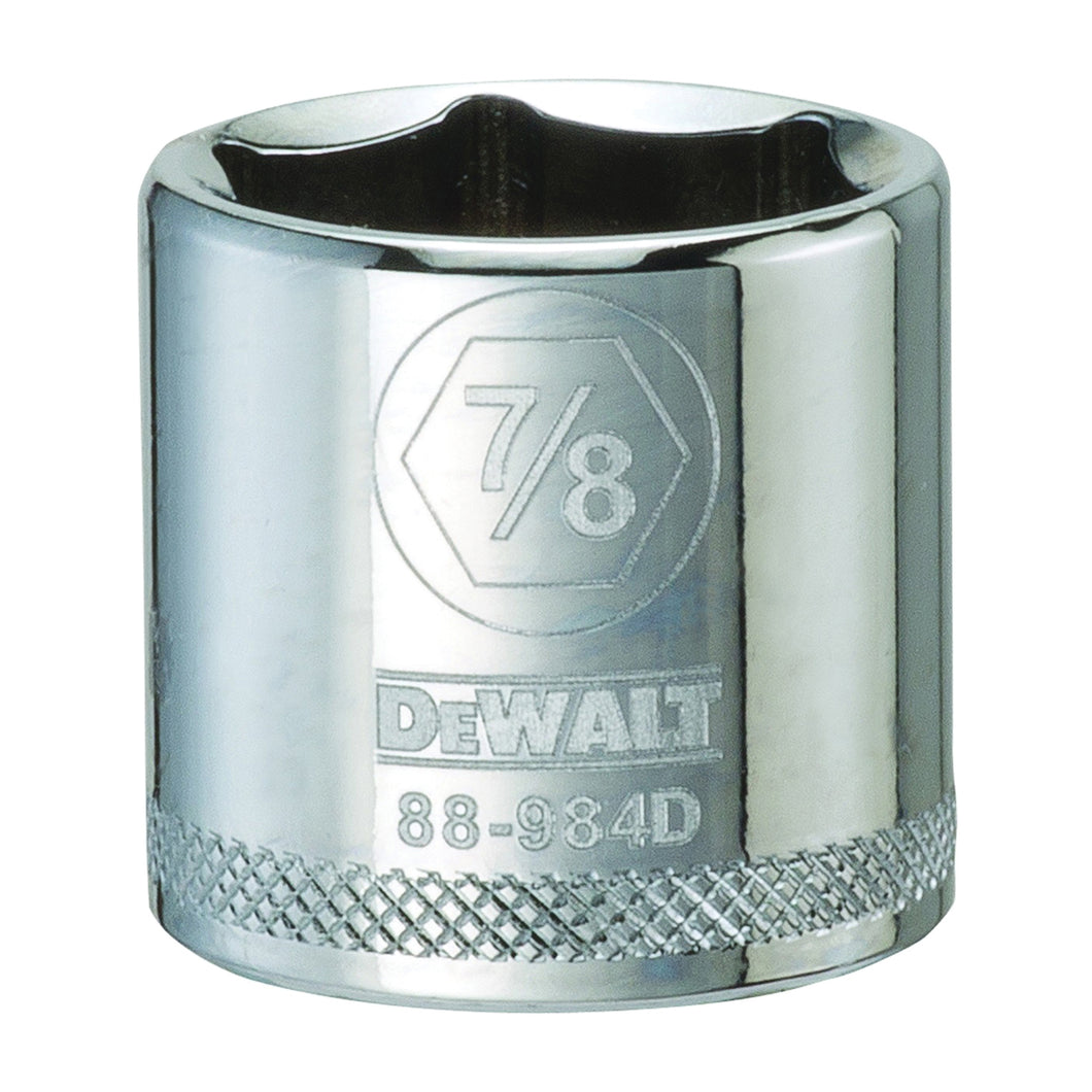 DeWALT DWMT88984OSP Hand Socket, 7/8 in Socket, 3/8 in Drive, 6-Point, Vanadium Steel, Polished Chrome