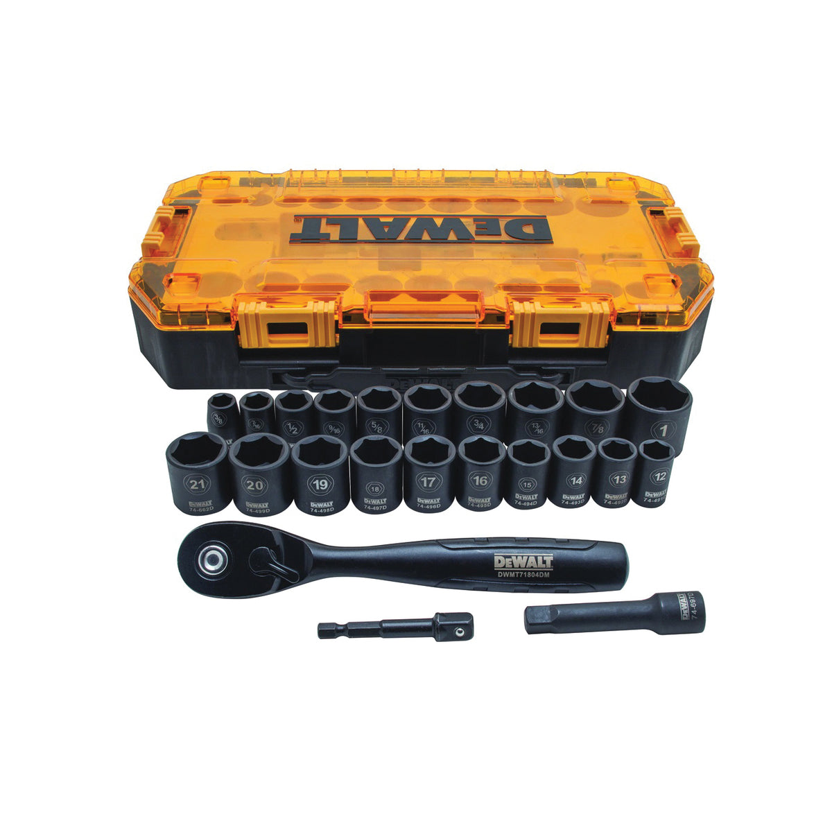 DeWALT DWMT74738 Socket Set, CR-440 Steel, Black Oxide, Specifications: 3/8 in Drive Size