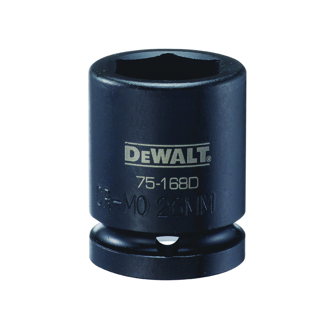 DeWALT DWMT75168OSP Impact Socket, 26 mm Socket, 3/4 in Drive, 6-Point, CR-440 Steel, Black Oxide