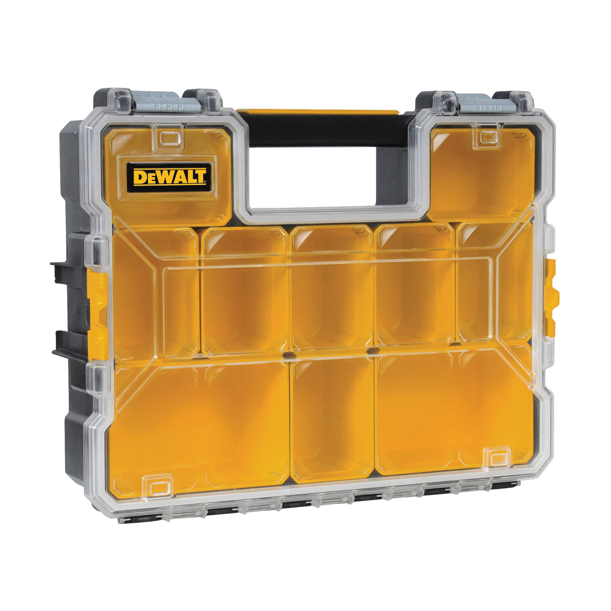 DeWALT DWST14825 Organizer, 17-1/2 in W, 4-1/2 in H, 10-Drawer, Polycarbonate, Black/Yellow