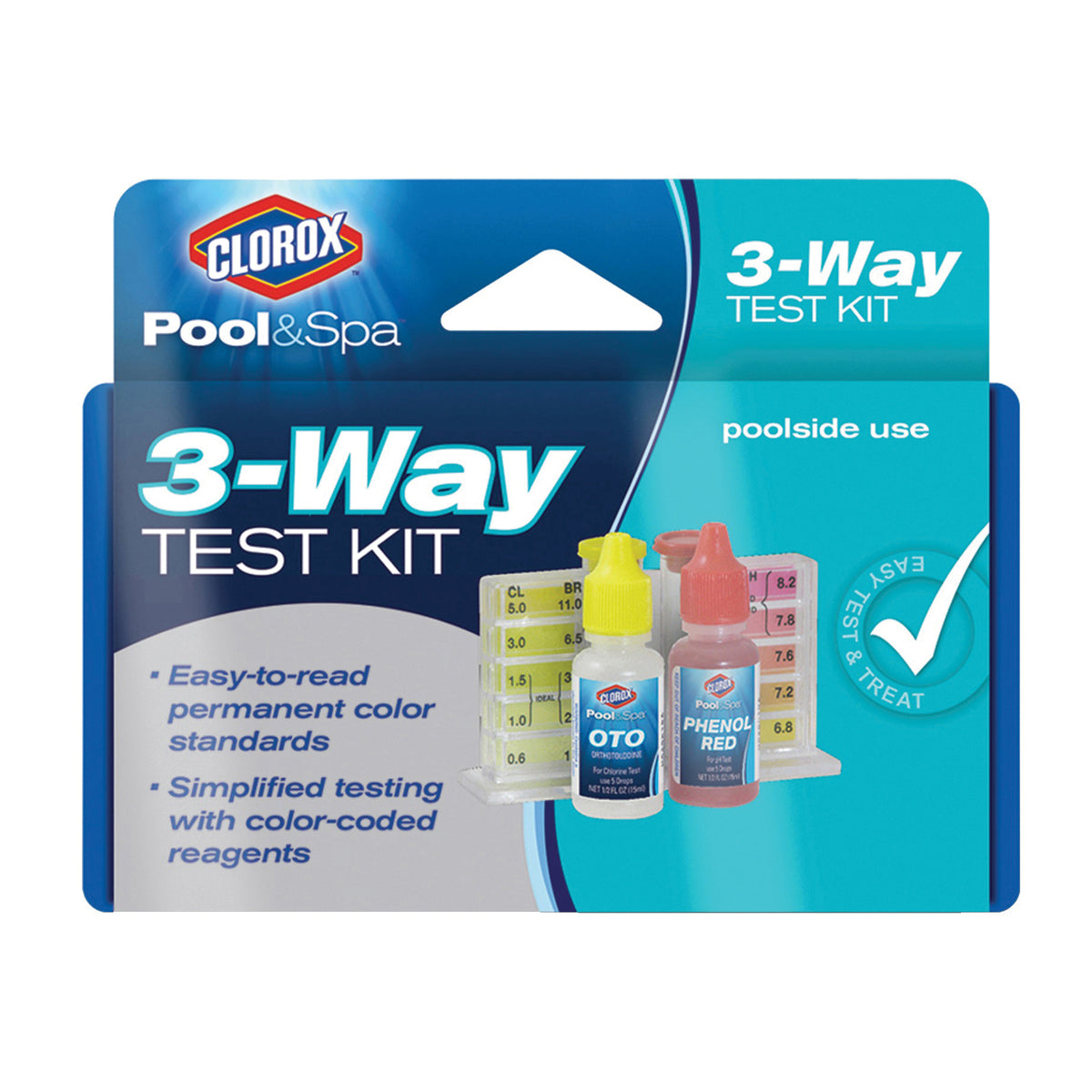 Clorox 70000CLX Test Kit, 3-Way, Blue