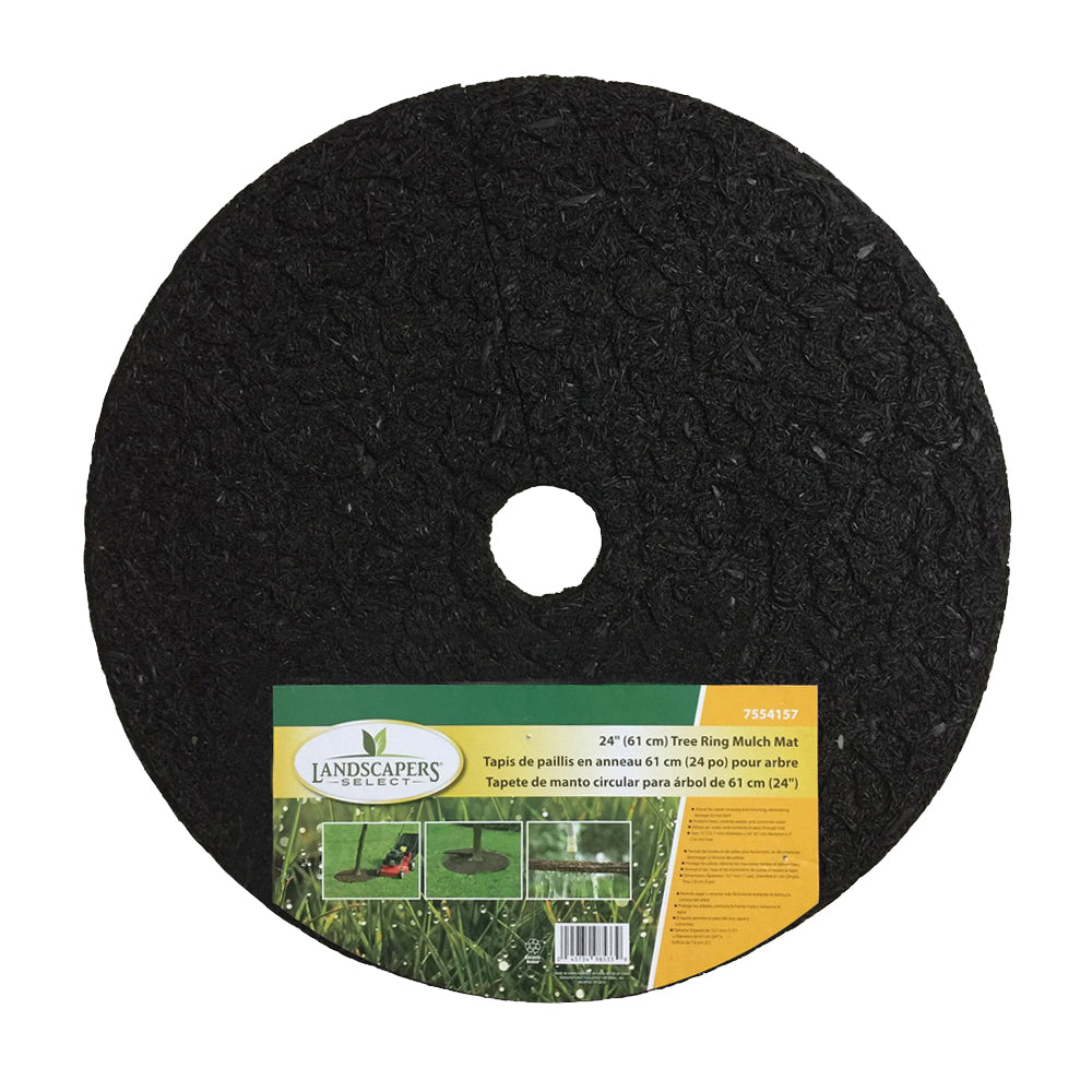 Landscapers Select M-10101-3L Mulch Mat, 24 in Dia, 1/2 in Thick, Crumb Rubber, Dark Brown