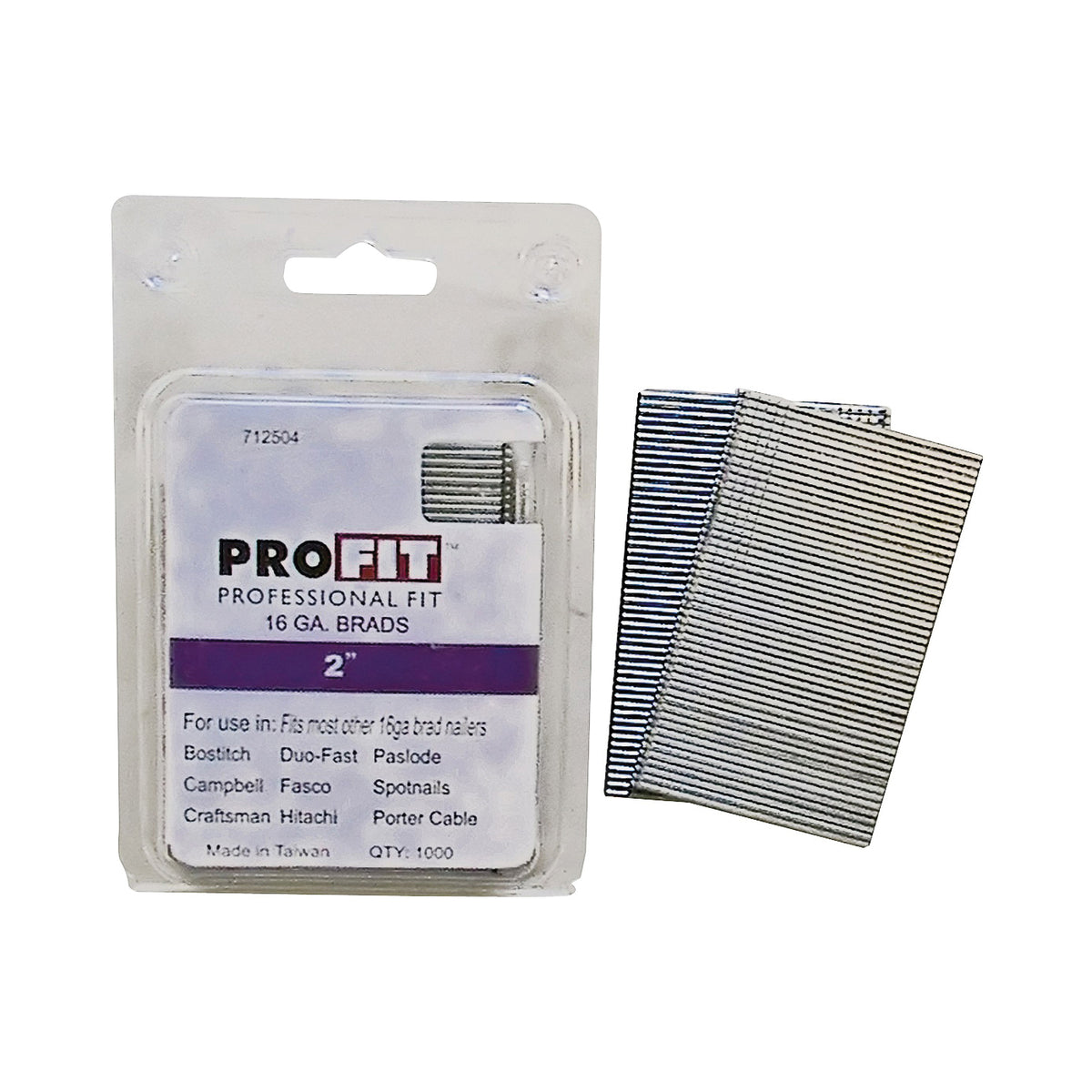 ProFIT 0712504 Finish Nail, 2 in L, 16 Gauge, Steel, Electro-Galvanized, Brad Head, Smooth Shank