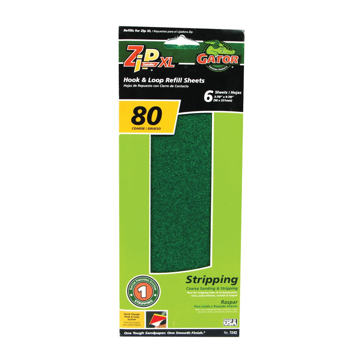 Gator 7242 Refill Sanding Sheet, 80 Grit, Medium, Aluminum Oxide Abrasive