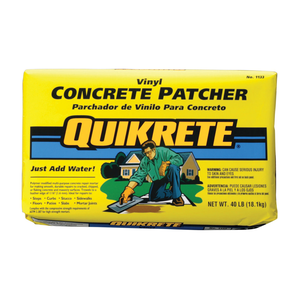 Quikrete 1133-40 Concrete Patch, Brown/Gray, 40 lb Bag